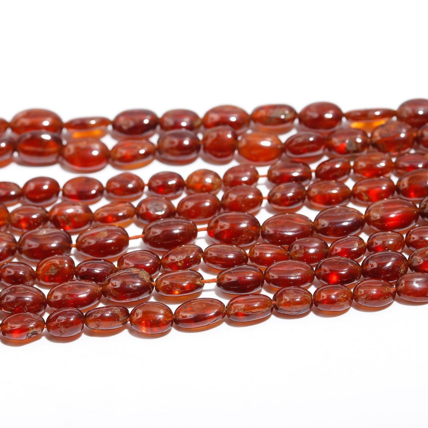 Hessonite Garnet Smooth Oval Beads Natural Hessonite Smooth Beads 6X8 - 7X9 MM for Handmade Designer Jewelry Making Craft & Bijoux Supplies