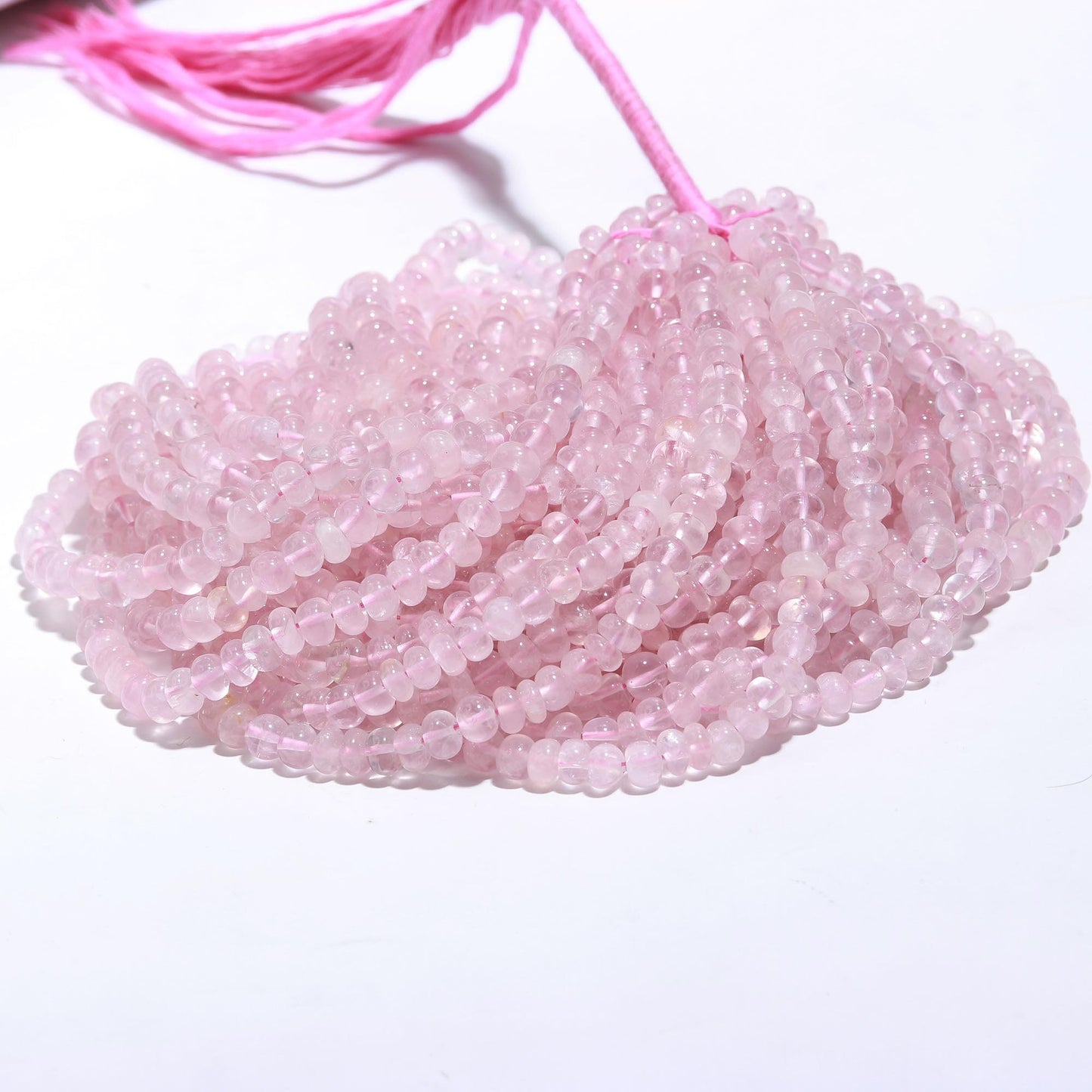 Rose Quartz Smooth Rondelle Natural Rose Quartz 6-7 MM Pink Rose Quartz Smooth Rondelle for Handmade Jewelry Making Craft & Art Supplies