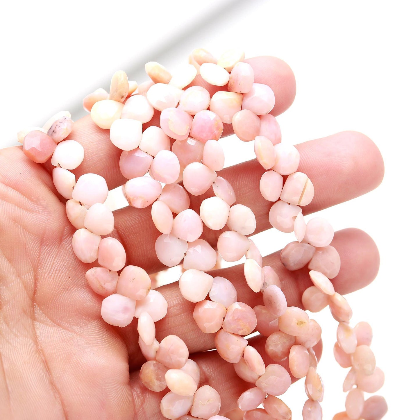 Pink Opal Faceted Heart Beads Natural Pink Opal Shaded Heart Shape Beads 6-7 MM Faceted Pink Opal for Designer Jewelry Necklace and Bracelet