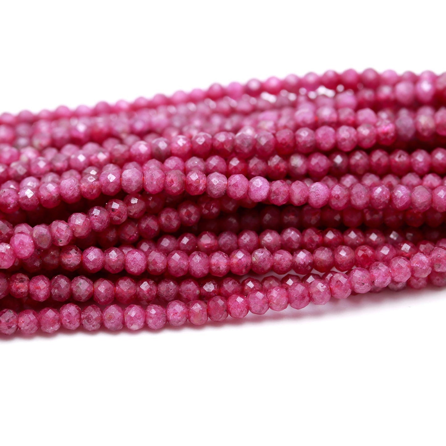 AAA Natural Ruby Faceted Rondelle Beads, 3MM Ruby Rondelle Beads, Natural Ruby Gemstone Beads, Beautiful Pinkish Red Ruby Beads Jewelry