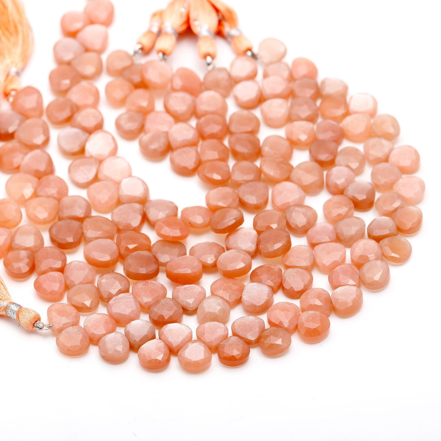 AAA Natural Peach Moonstone Faceted Heart Shape Beads 9-10MM Peach Moonstone Briolettes Beads Peach Moonstone for Designer Jewelry Earrings