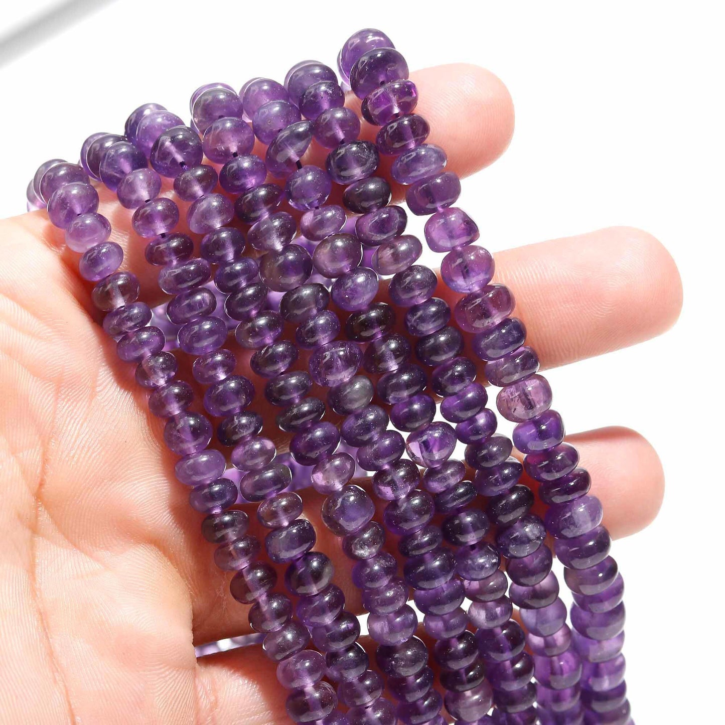 Amethyst Smooth Rondelle Beads Natural Blue Amethyst Rondelle 6-7 MM Beads Amethyst Rondelle Bead for Designer Jewelry Necklace Making Craft