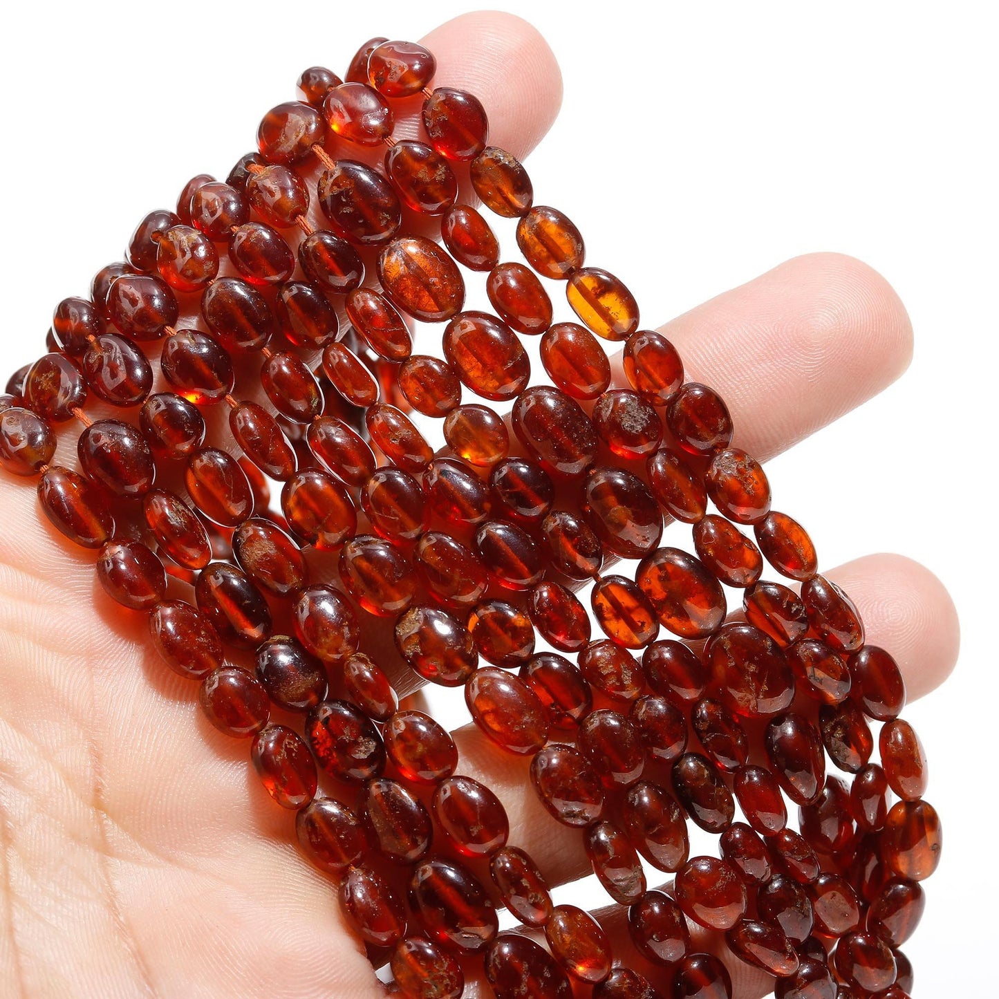 Hessonite Garnet Smooth Oval Beads Natural Hessonite Smooth Beads 6X8 - 7X9 MM for Handmade Designer Jewelry Making Craft & Bijoux Supplies