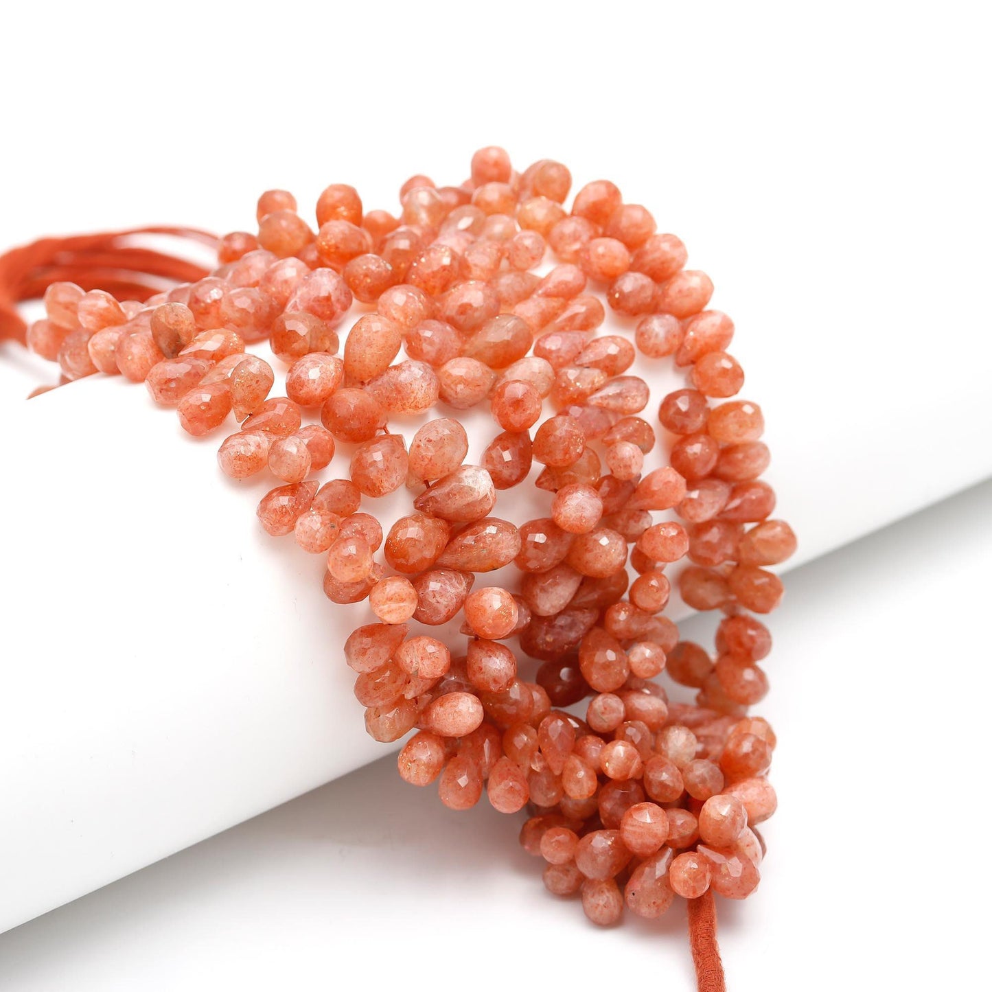 Sunstone Faceted Drops Beads Natural Sunstone Teardrop Beads for Handmade Designer Jewelry Making Craft & Bijoux Supplies