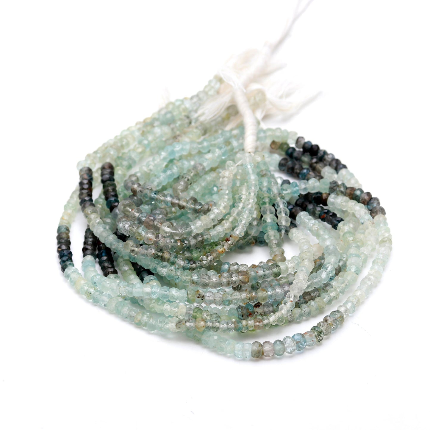 Moss Aquamarine Faceted Rondelle Beads Natural Moss Aquamarine 4-4.5 MM Beads for Handmade Designer Jewelry Making Craft & Bijoux Supplies