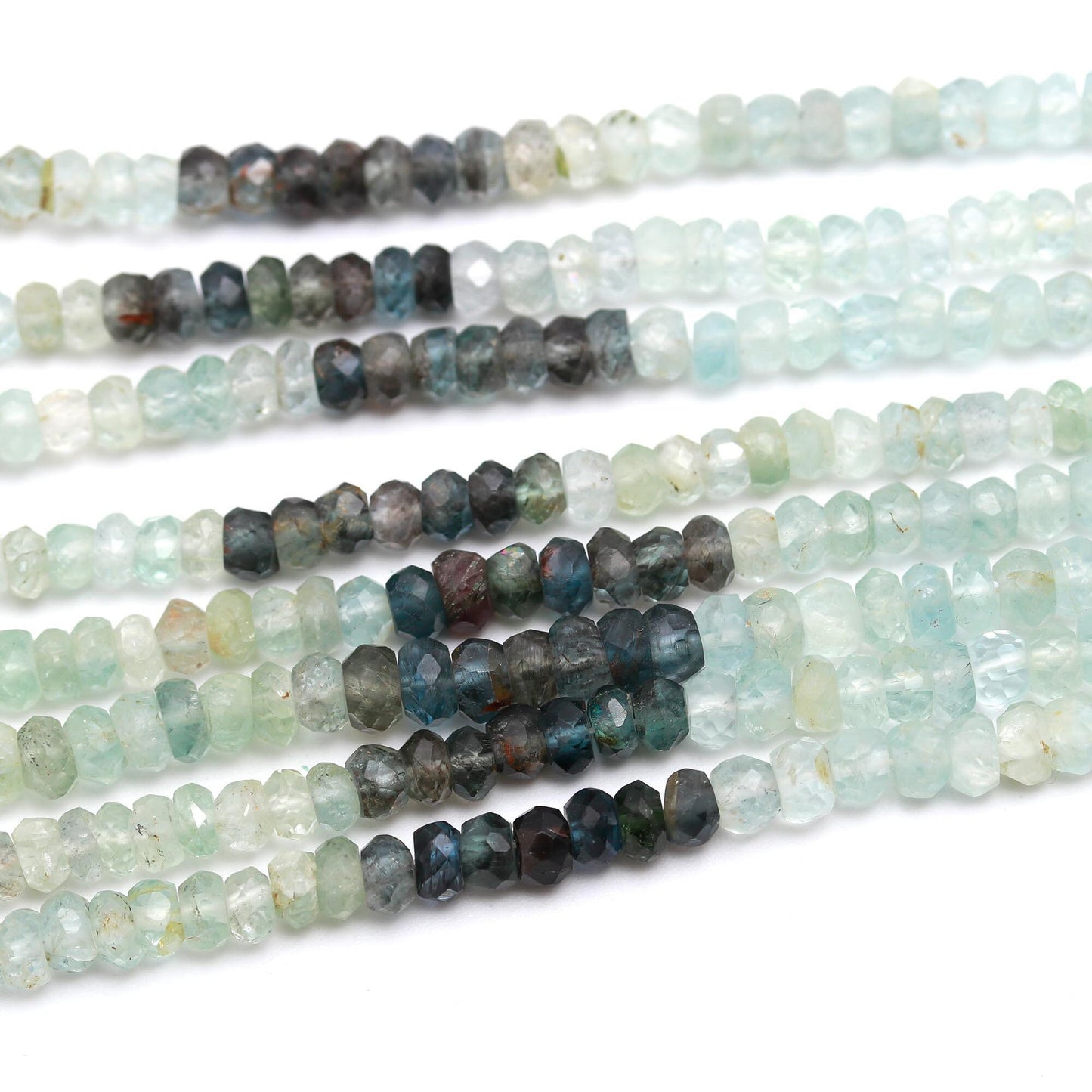 Moss Aquamarine Faceted Rondelle Beads Natural Moss Aquamarine 4-4.5 MM Beads for Handmade Designer Jewelry Making Craft & Bijoux Supplies