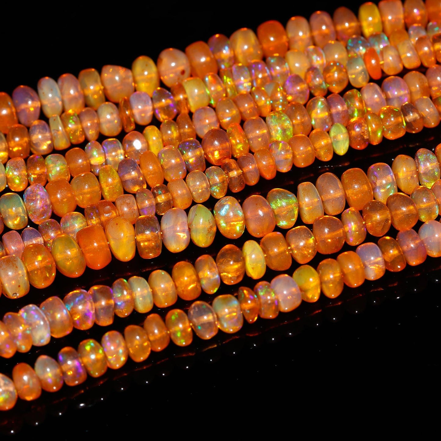 Super Quality Fanta Ethiopian Opal Smooth Rondelle Natural Flashy Ethiopian Opal Beads for Handmade Jewelry Making Craft & Bijoux Supplies