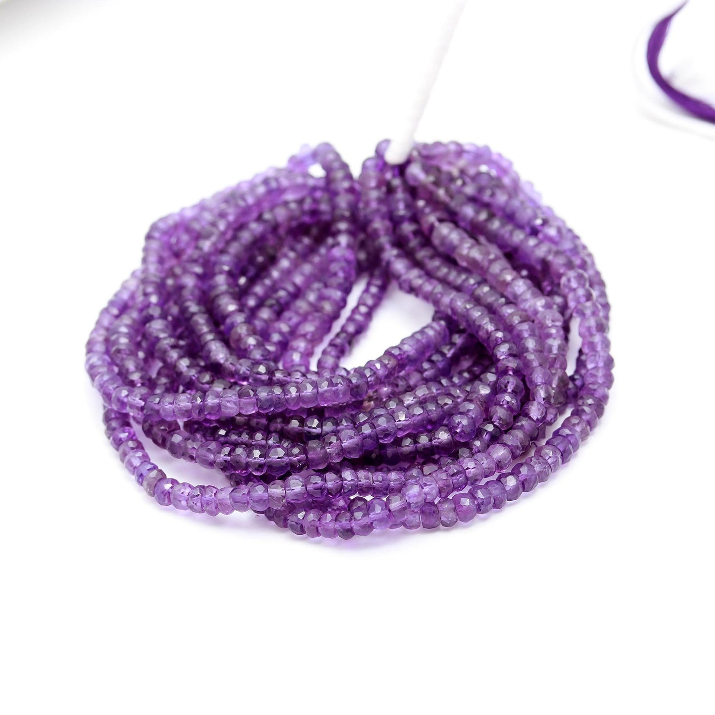 Amethyst Faceted Rondelle Beads Natural Amethyst 5-6 MM and 6-7 MM Rondelle Faceted Beads for Designer Jewelry Necklace Making Art and Craft