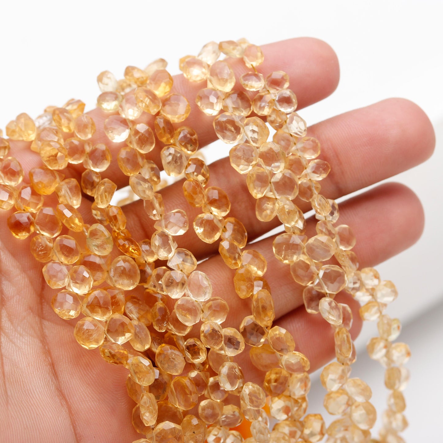 Citrine Faceted Heart Beads Natural Citrine 6-7 MM & 7-8 MM Briolette Beads for Handmade Designer Jewelry Making Craft and Art Bead Supplies