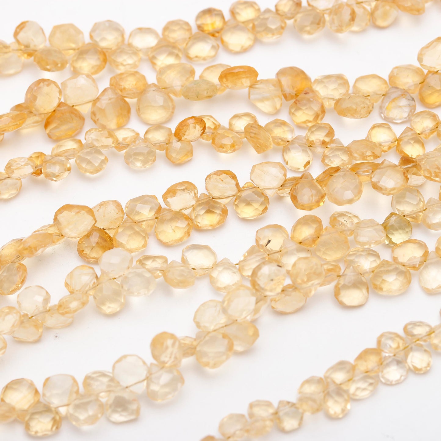 Citrine Faceted Heart Beads Natural Citrine 6-7 MM & 7-8 MM Briolette Beads for Handmade Designer Jewelry Making Craft and Art Bead Supplies