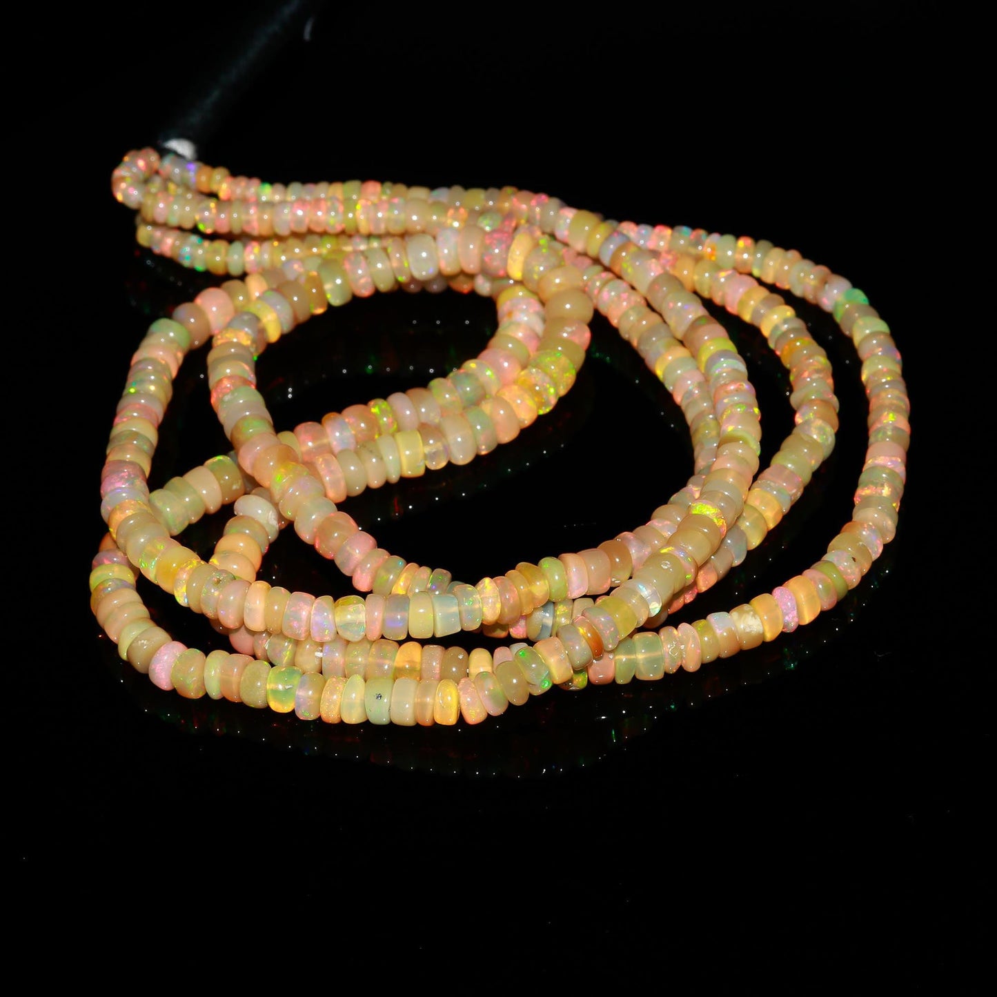 Ethiopian Opal Smooth Rondelle Beads 3-5 MM Natural Flashy Ethiopian Opal Beads Fire Ethiopian Opal Rondelle Beads for Jewelry Making Craft