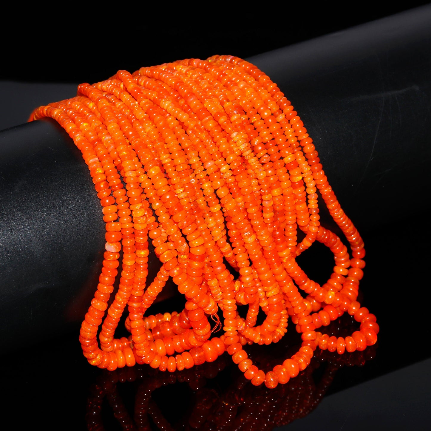 Fanta Ethiopian Opal Smooth Rondelle Beads 3-4 MM & 3-7 MM Natural Flashy Ethiopian Opal Beads Fire Ethiopian Opal for Jewelry Making Craft