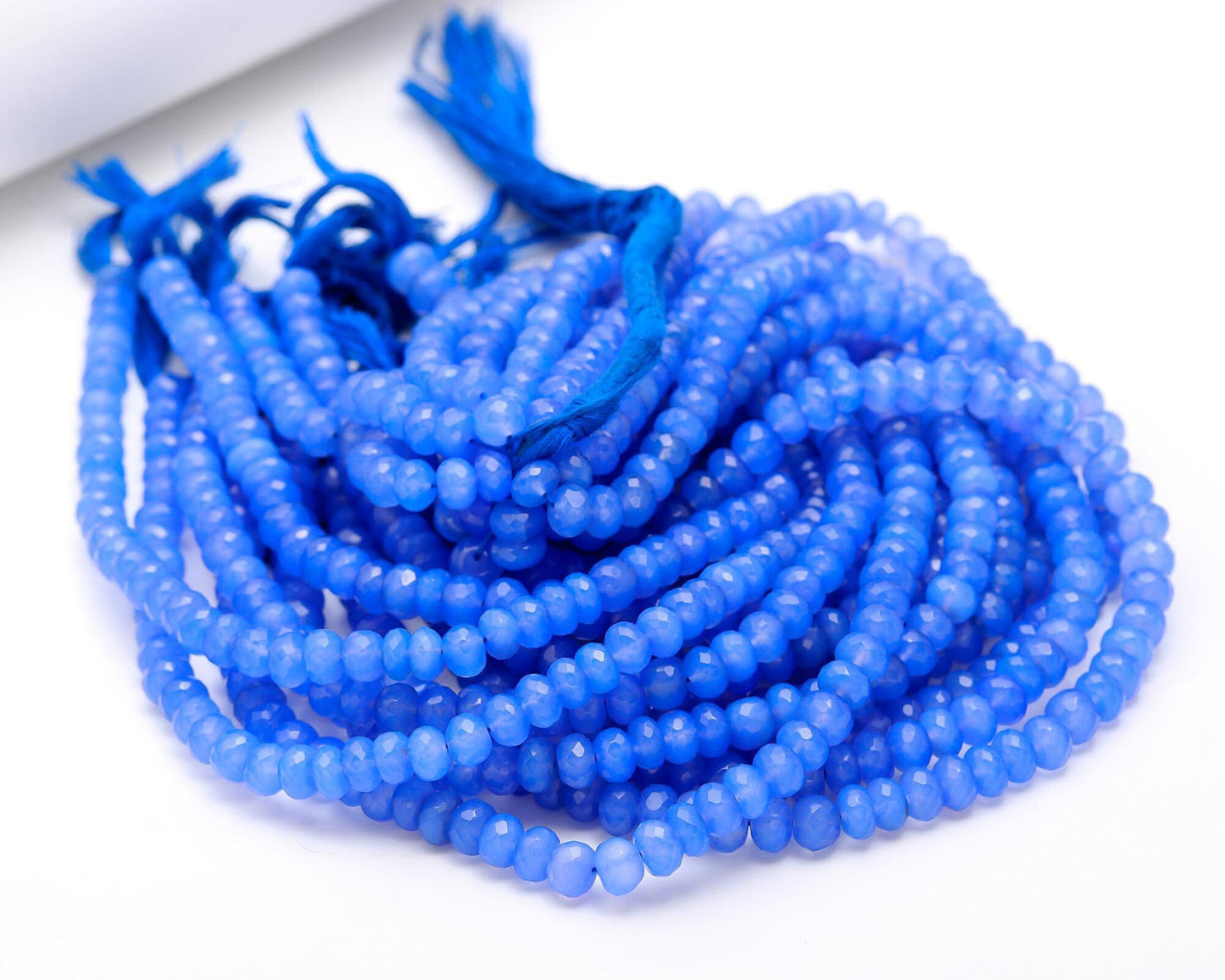 AAA Blue Chalcedony Faceted Rondelle Beads, 7-8MM Blue Calcedony Rondelle Beads, Natural Chalcedony Grmstone Bead, TZ Color Calci Beads