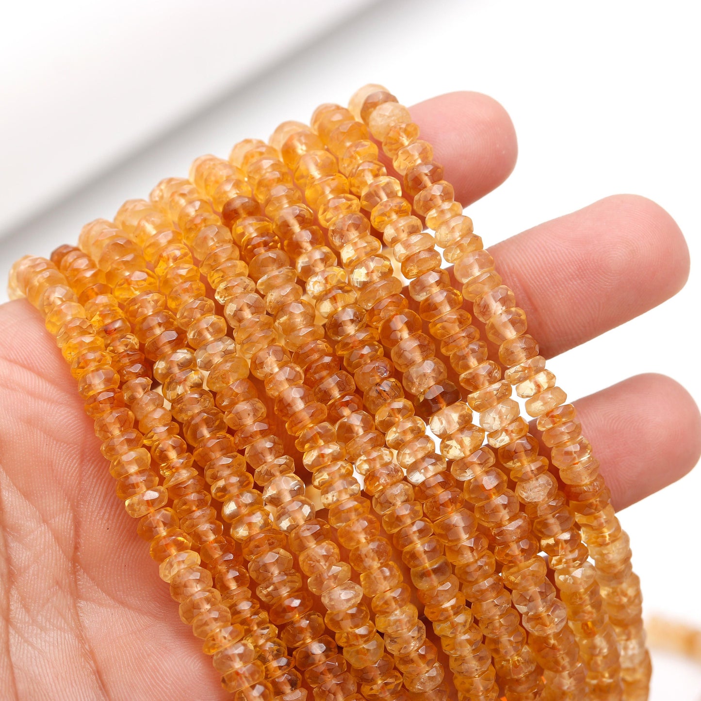 AAA Citrine Faceted Rondelle Beads, 5-6 MM Citrine Rondelle Beads, 13” Natural Citrine Rondelle Faceted Beads, Golden Citrine Beads Jewelry