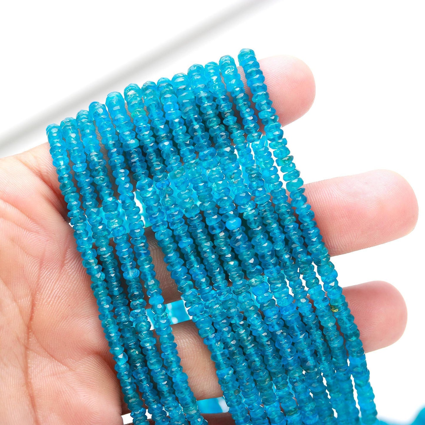 Neon Apatite Faceted Rondelle Beads Natural Neon Apatite Rondelle Beads 4 MM Faceted Neon Apatite Beads for Designer Jewelry Making Craft