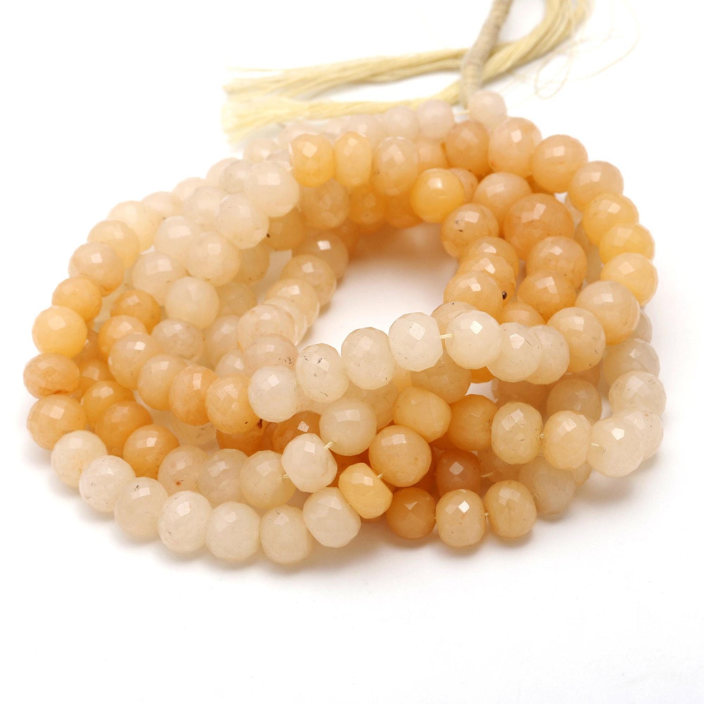 Yellow Moonstone Faceted Rondelle Beads Natural Yellow Shaded Moonstone Rondelle Beads for Exclusive Designer Jewelry Making Craft Supplies