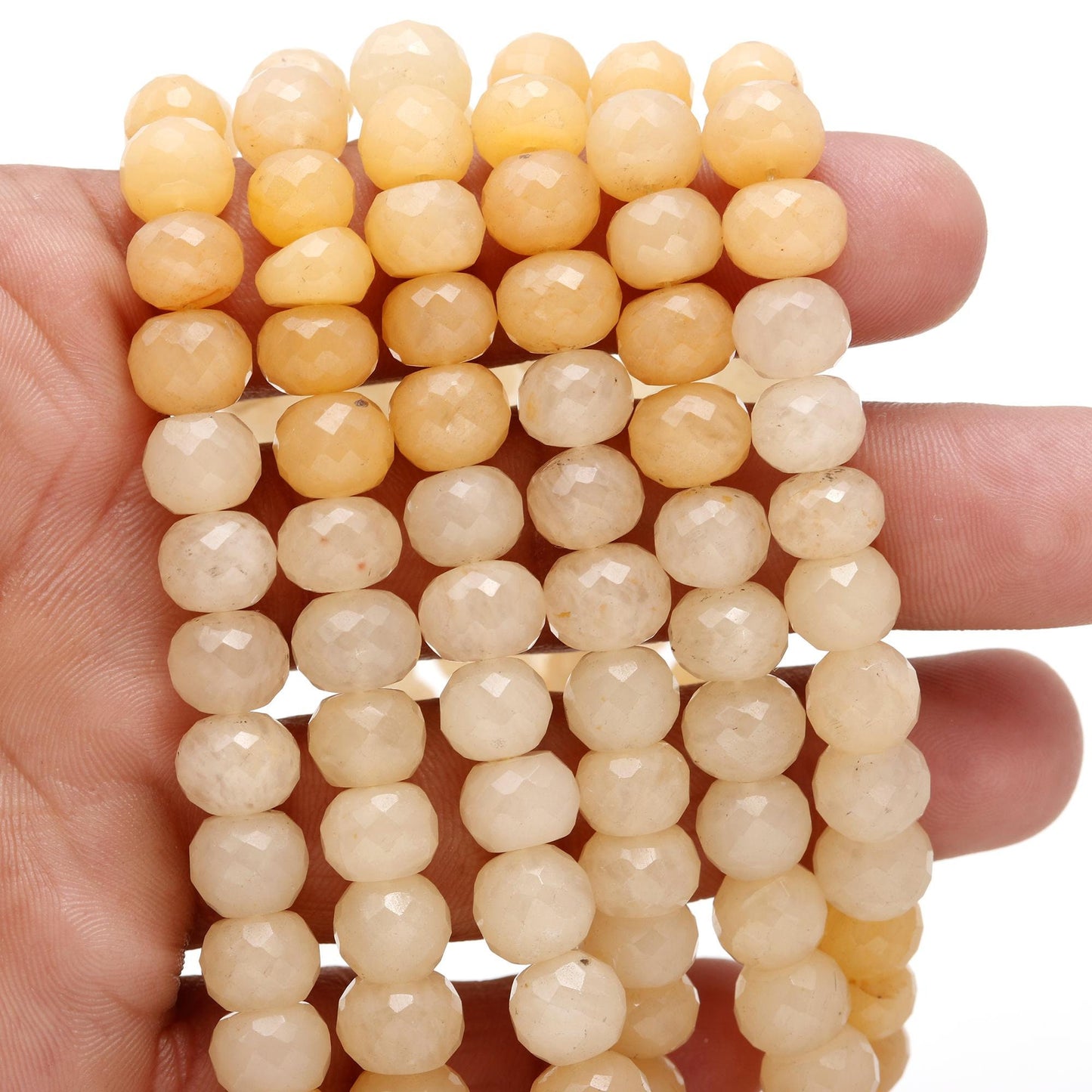 Yellow Moonstone Faceted Rondelle Beads Natural Yellow Shaded Moonstone Rondelle Beads for Exclusive Designer Jewelry Making Craft Supplies