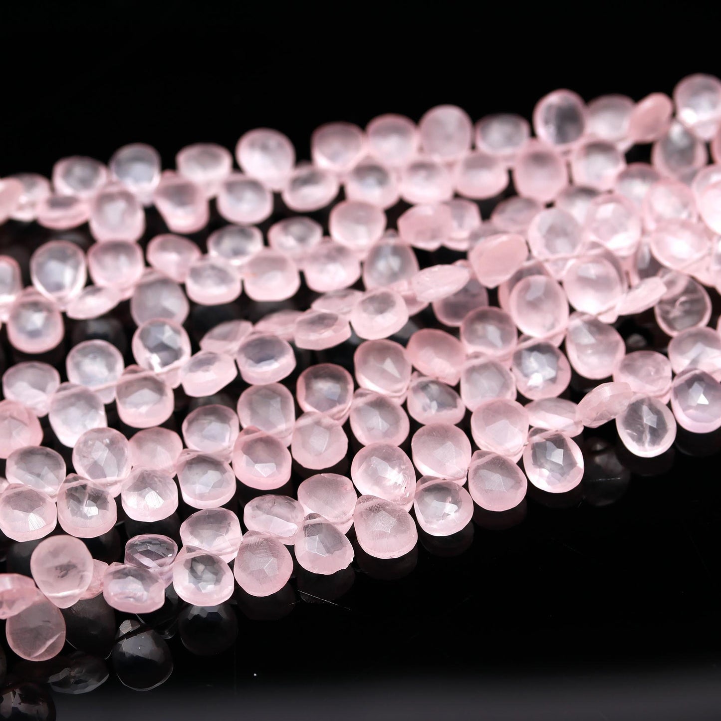 AAA Natural Rose Quartz Faceted Pear Shape Beads Faceted Rose Quartz Briolettes Beads | Baby Pink Rose Quartz Pear Shape Beads for Jewelry