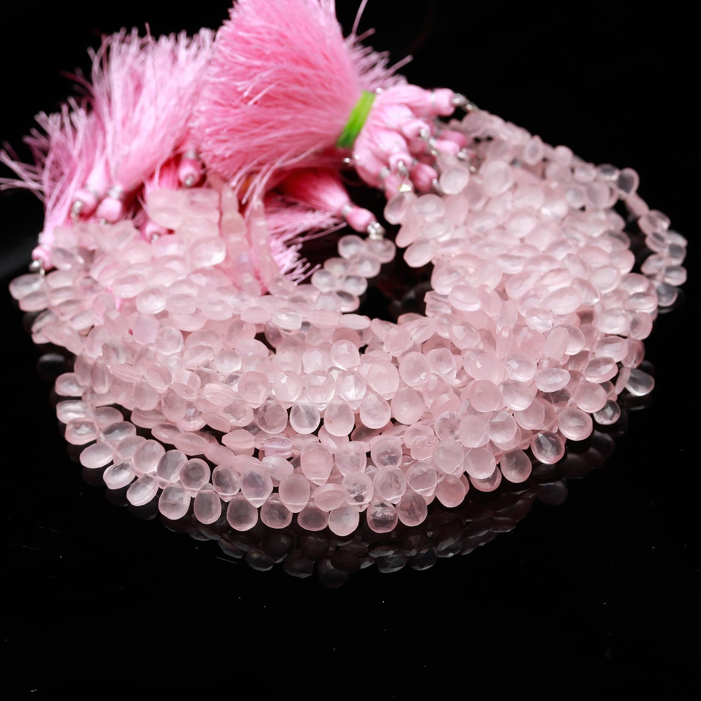 AAA Natural Rose Quartz Faceted Pear Shape Beads Faceted Rose Quartz Briolettes Beads | Baby Pink Rose Quartz Pear Shape Beads for Jewelry