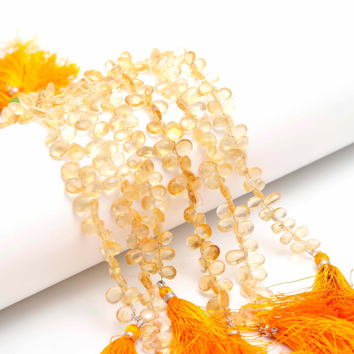 AAA Natural Citrine Faceted Pear Shape Beads Citrine Gemstone Beads Briolette | Golden Citrine Pear Shape Faceted Beads | Citrine Ear Beads