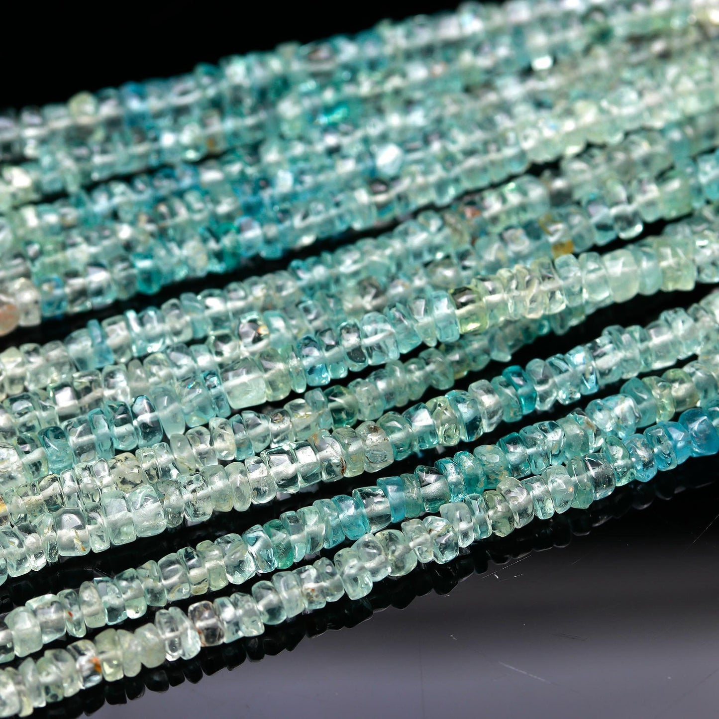 Natural Aquamarine Washer Beads | Aqua Blue Shaded Aquamarine Rondelle Tyer Beads | 4-5 MM Aquamarine Smooth Tyer Beads for Jewels
