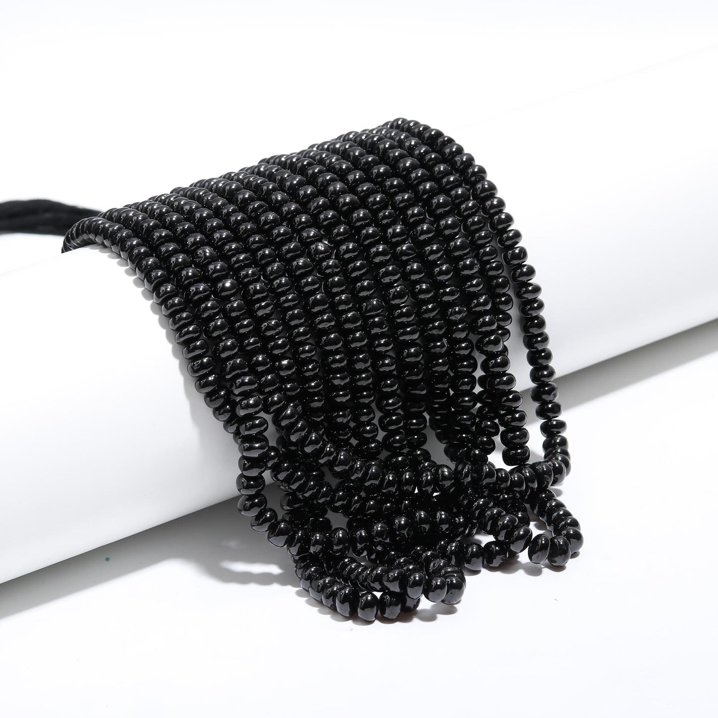 Black Spinal Smooth Rondelle Beads Natural Black Spinal 6-7 MM Rondelle Smooth Beads for Handmade Designer Jewelry Making Craft and Supplies