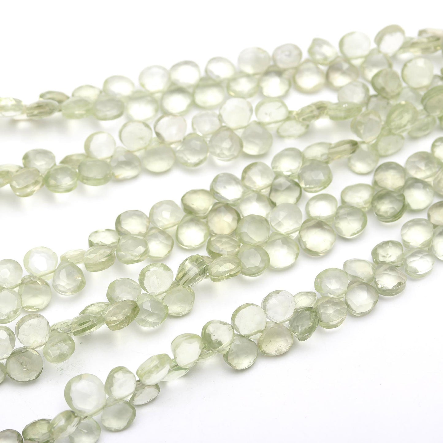 AAA Natural Green Amethyst Faceted Heart Shape Beads 6-7 MM Green Amethyst Briolette Beads Green Amethyst Gemstone Beads for Jewelry Making