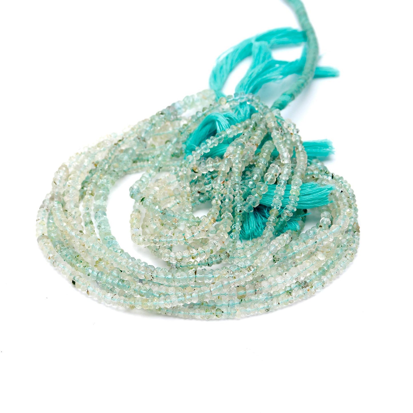 Aquamarine Faceted Rondelle Beads 3-4 MM Natural Aquamarine Rondelle Beads for Handmade Designer Jewelry Necklace & Bracelet Making Craft