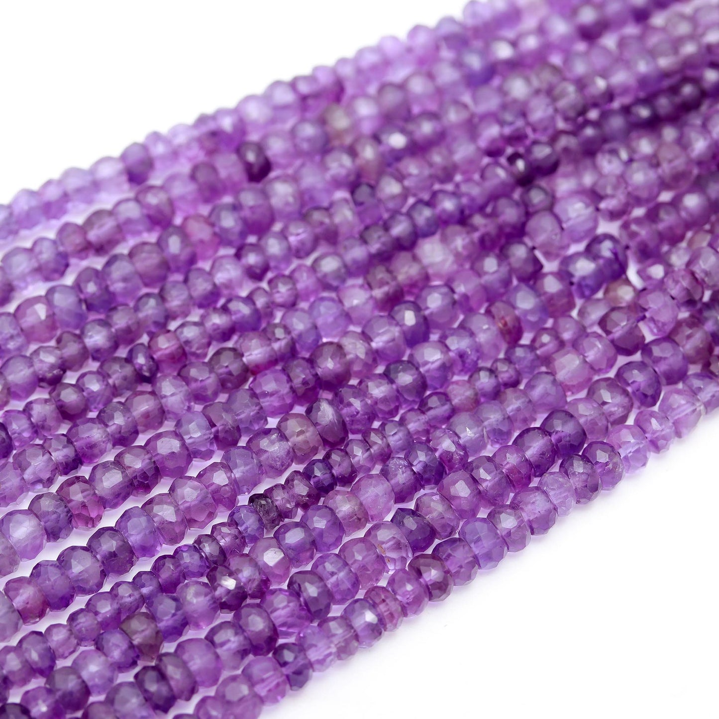 Amethyst Faceted Rondelle Beads Natural Amethyst 5-6 MM and 6-7 MM Rondelle Faceted Beads for Designer Jewelry Necklace Making Art and Craft