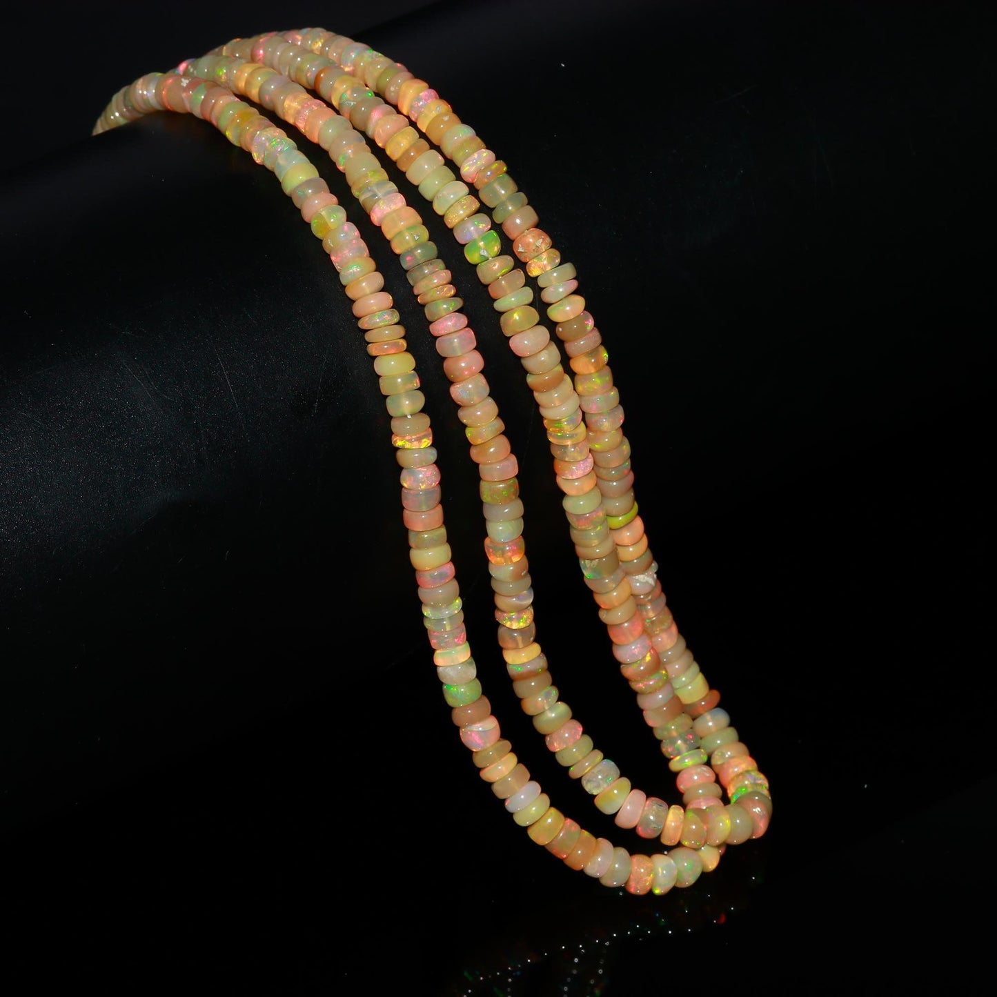 Ethiopian Opal Smooth Rondelle Beads 3-5 MM Natural Flashy Ethiopian Opal Beads Fire Ethiopian Opal Rondelle Beads for Jewelry Making Craft