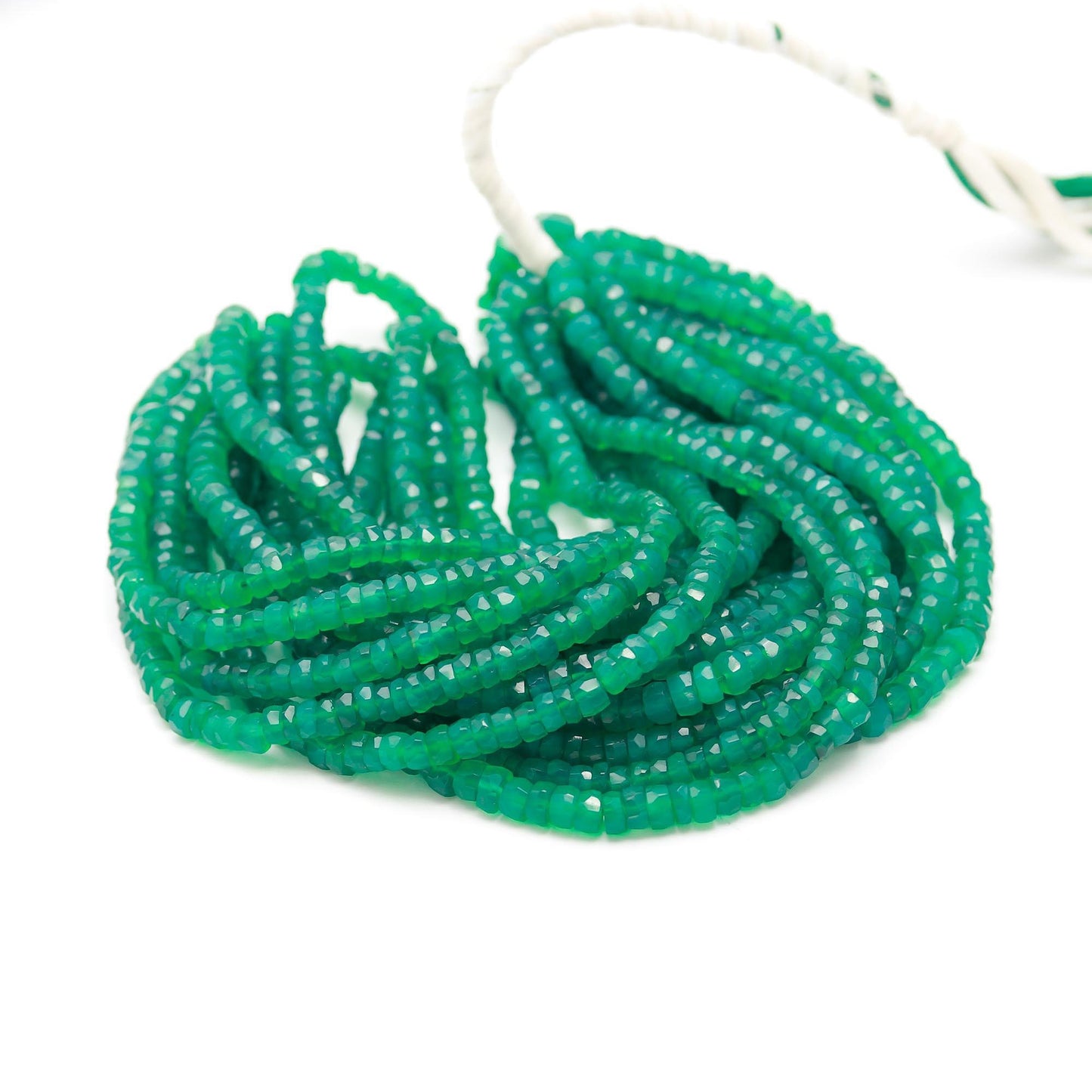 AAA Green Onyx Faceted Washer Beads 16” Natural Green Onyx Tyer Beads, Faceted Green Tyer Beads, Green Onyx Gemstone Handmade Beads Supplier