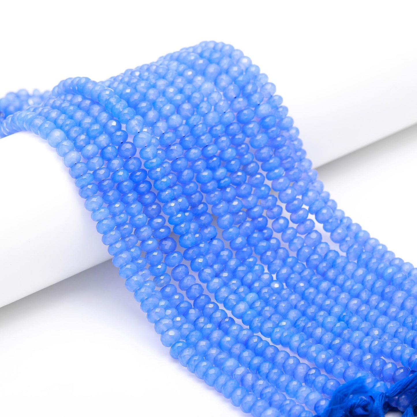 AAA Blue Chalcedony Faceted Rondelle Beads, 7-8MM Blue Calcedony Rondelle Beads, Natural Chalcedony Grmstone Bead, TZ Color Calci Beads