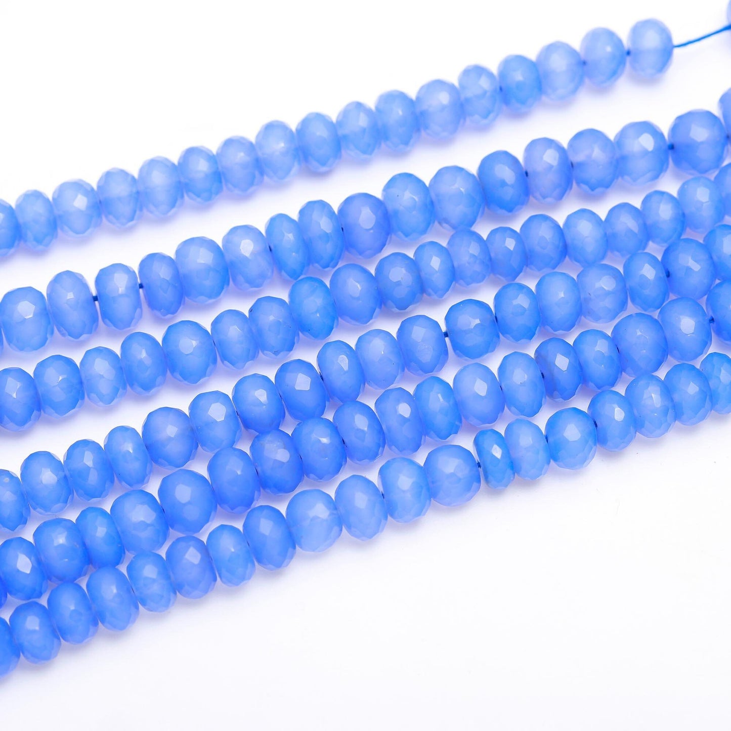 AAA Blue Chalcedony Faceted Rondelle Beads, 7-8MM Blue Calcedony Rondelle Beads, Natural Chalcedony Grmstone Bead, TZ Color Calci Beads