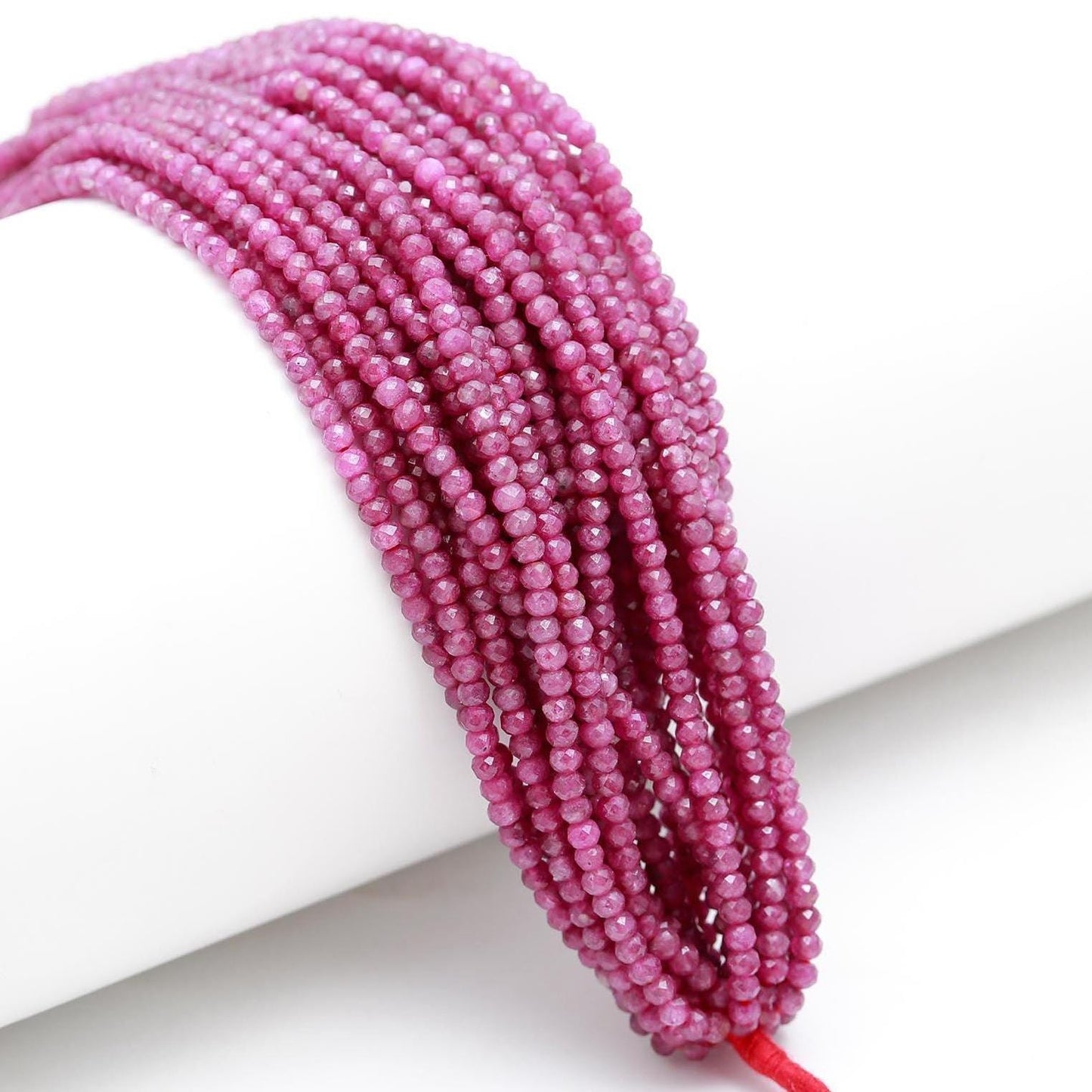 AAA Natural Ruby Faceted Rondelle Beads, 3MM Ruby Rondelle Beads, Natural Ruby Gemstone Beads, Beautiful Pinkish Red Ruby Beads Jewelry