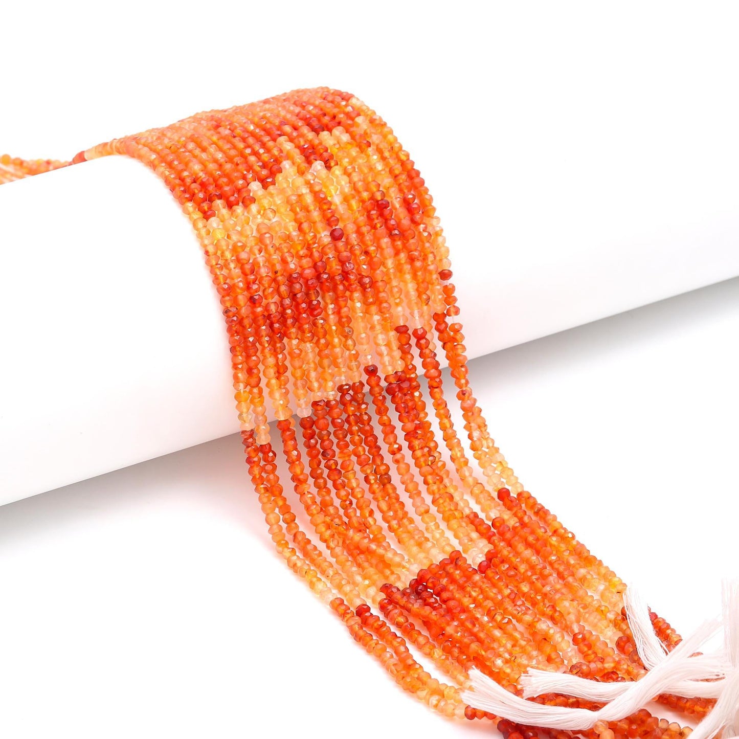 Carnelian Faceted Rondelle Beads 3MM Faceted Shaded Caroline Round Beads Natural Shaded Carnelian for Designer Jewelry Making Craft