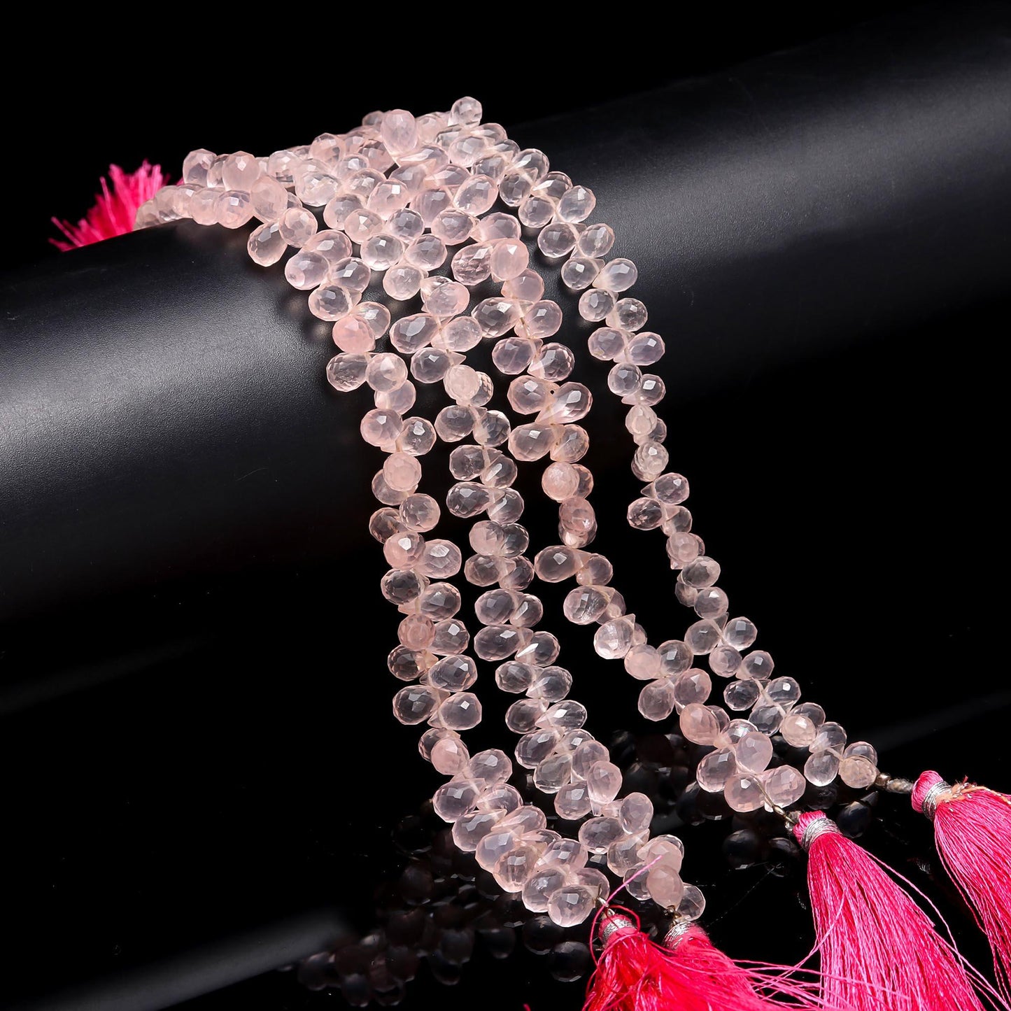 Rose Quartz Faceted Teardrop Beads Excellent Quality Rose Quartz Side Drops 5x8-6x9 MM Briolettes Beads for Jewelry Necklace Earrings Making