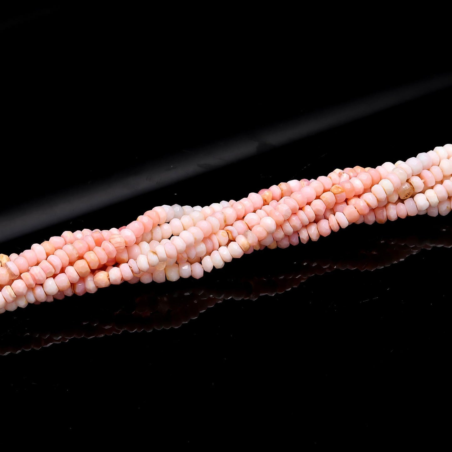 Pink Opal Faceted Rondelle Beads 4 MM Natural Shaded Pink Opal Rondelle Gemstone Beads for Jewelry Necklace Bracelet Making & Reselling