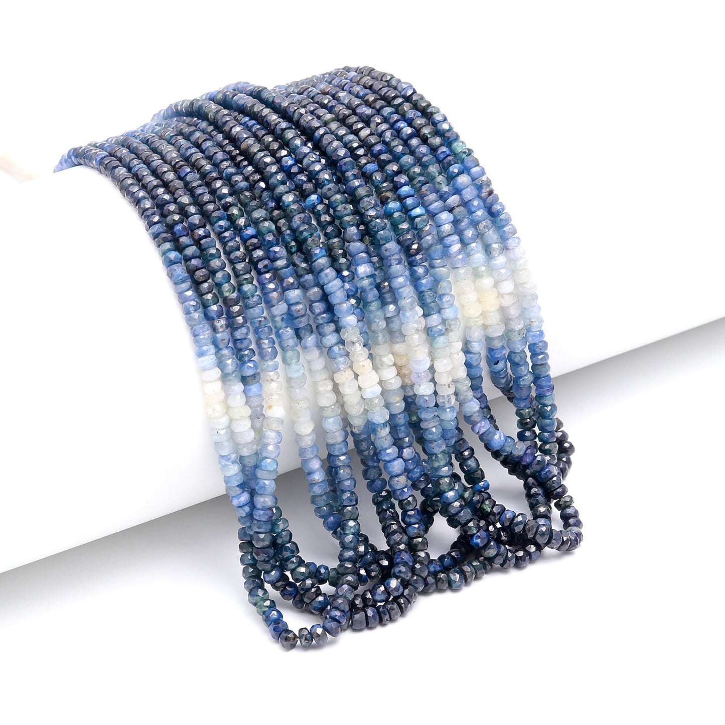 AAA Natural Blue Sapphire Shaded Faceted Rondelle Beads | 3.5-4MM Blue Sapphire Rondelle Beads | Shaded Blue Sapphire Beads for Jewelry