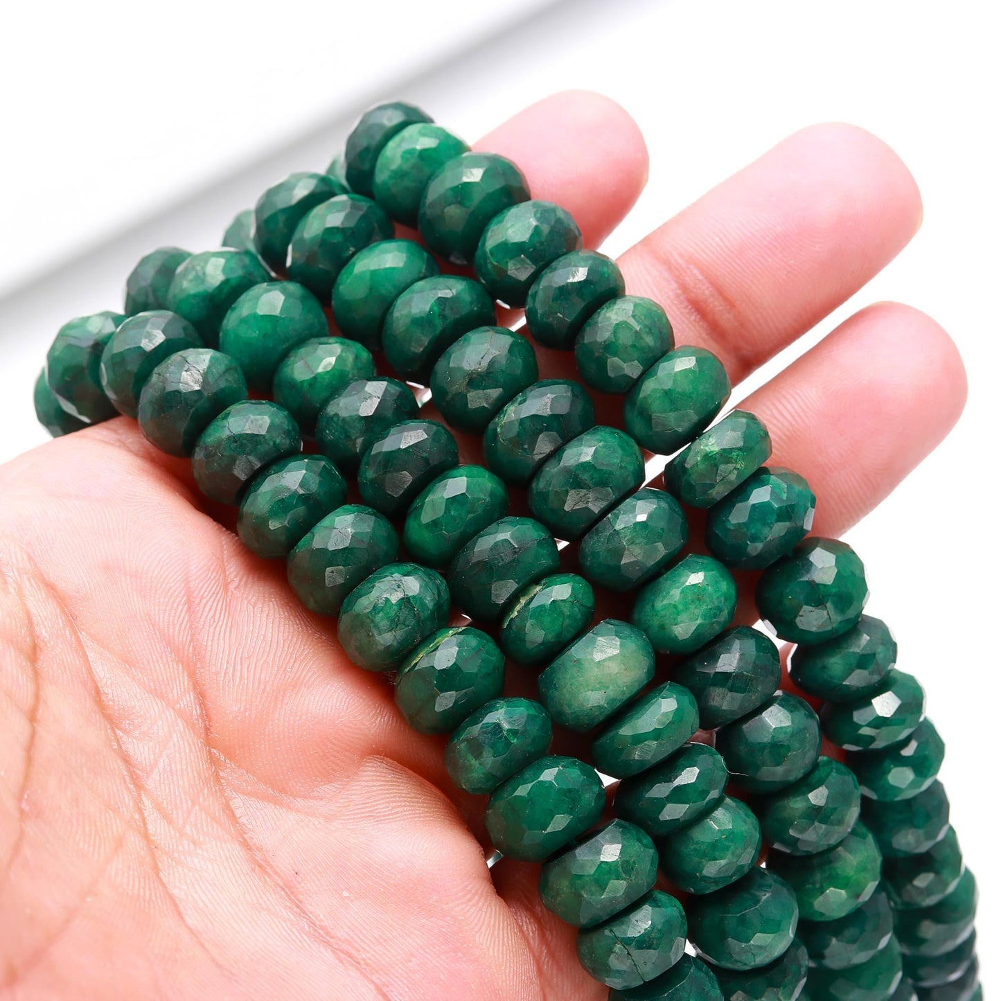 Emerald Faceted Rondelle Beads Natural Emerald Rondelle Beads Faceted Emerald Beads for Handmade Designer Jewelry Necklace Making Craft