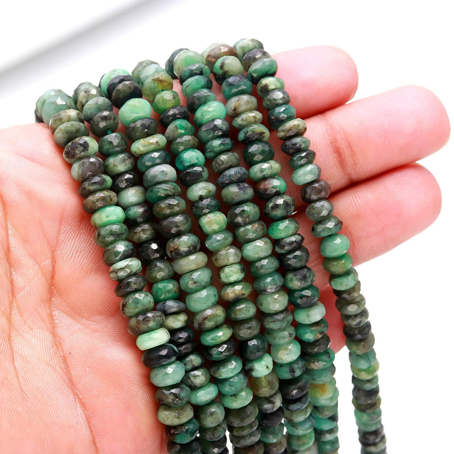 Emerald Faceted Rondelle Beads Natural Emerald Rondelle Beads Faceted Emerald Beads for Designer Jewelry Necklace & Bracelet Making Craft