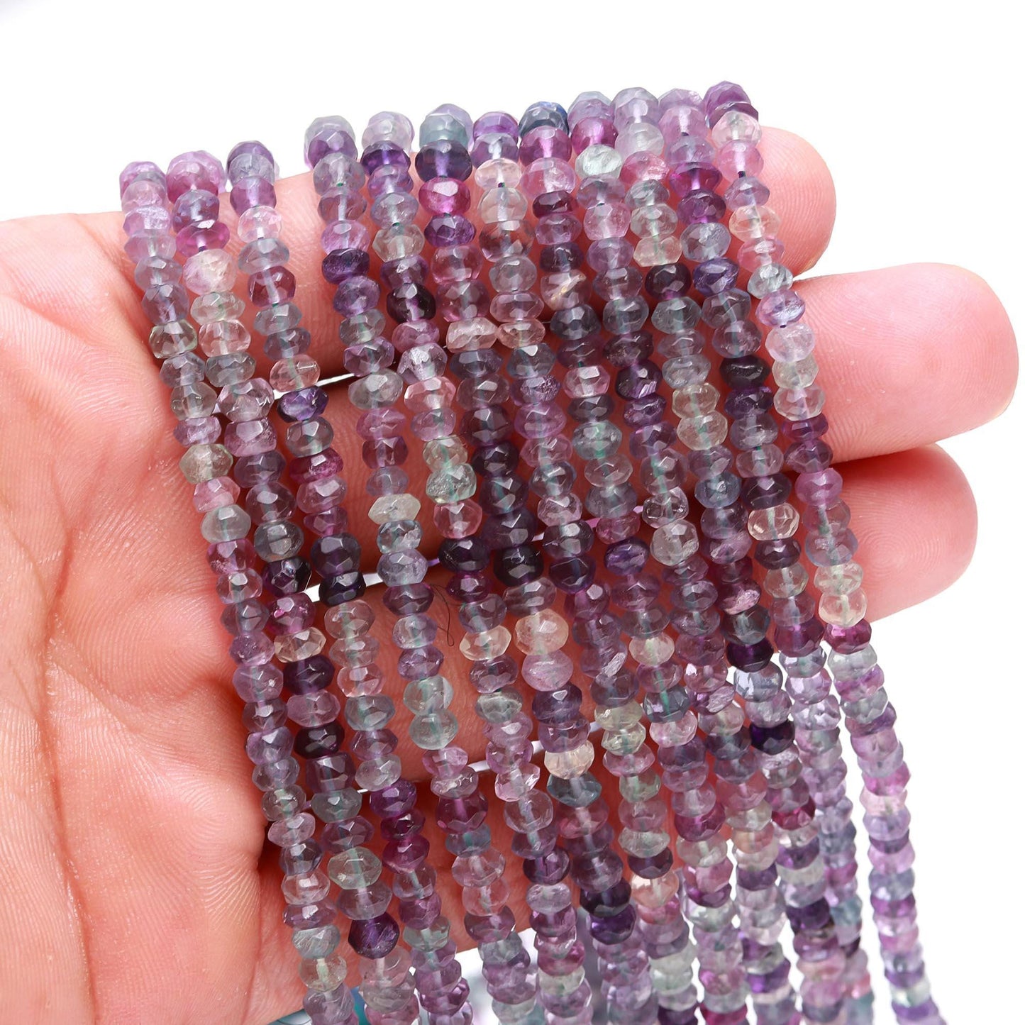Multi Fluorite Faceted Rondelle Beads Multi Fluorite Beads Natural Fluorite Rondelle Beads 4-5 MM Fluorite Rondelle Smooth Beads for Jewelry