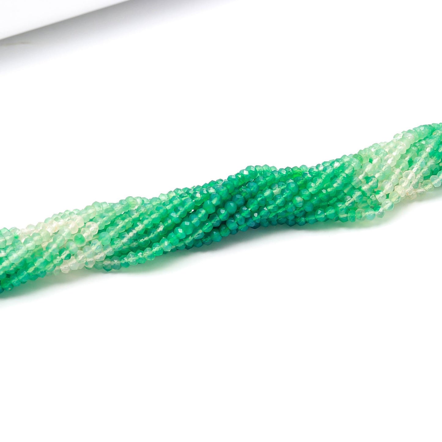Green Onyx Shaded Faceted Rondelle Beads Natural Shaded Green Onyx Rondelle Beads 4 MM Green Onyx Beads for Designer Jewelry Making Craft