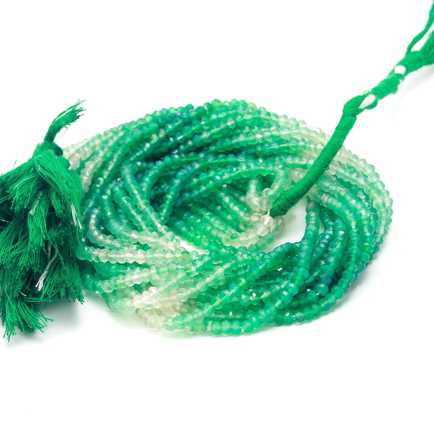 Green Onyx Shaded Faceted Rondelle Beads Natural Shaded Green Onyx Rondelle Beads 4 MM Green Onyx Beads for Designer Jewelry Making Craft
