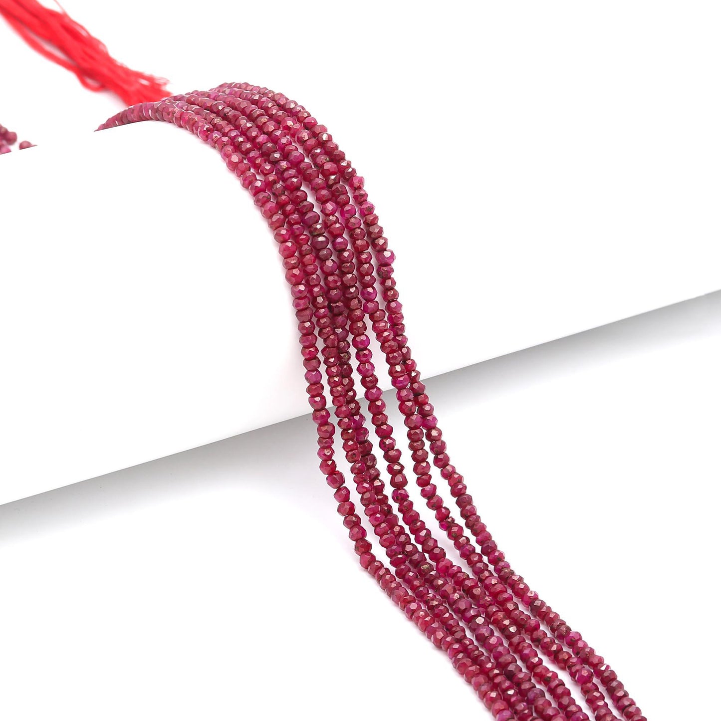 Ruby Faceted Rondelle Beads 4 MM Ruby Corundum Beads Ruby Faceted Beads 13" Strand for Handmade Designer Jewelry Making Craft Supplies