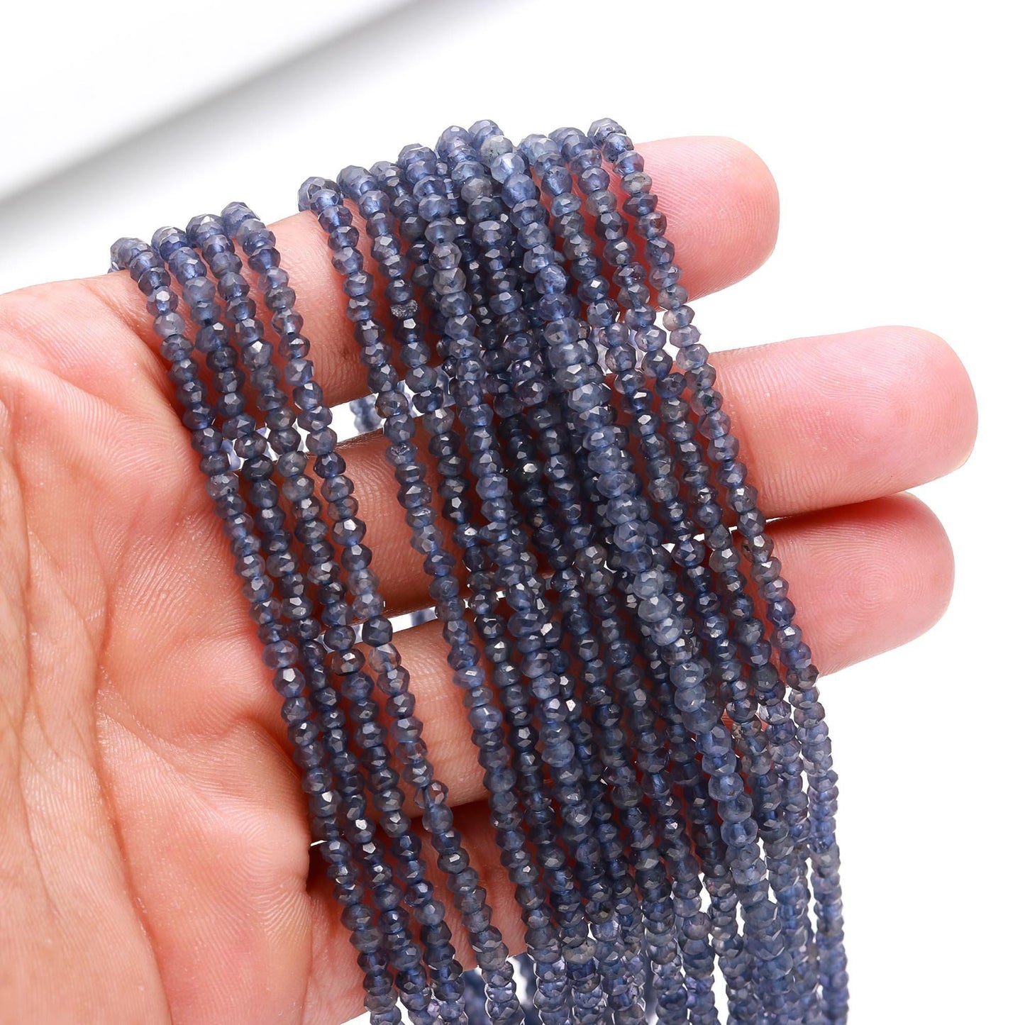 Iolite Faceted Rondelle Beads 3-3.5 MM Dark Blue Iolite Beads Faceted Iolite Rondelle Beads Natural Iolite Beads for Jewelry Making Craft