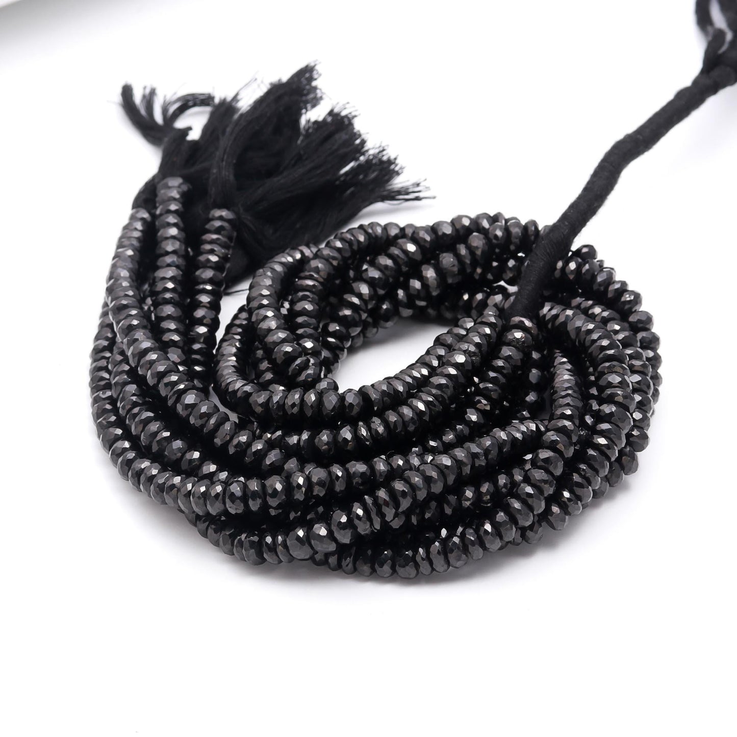 Black Spinal Faceted Rondelle Beads 6-7 MM Black Spinal Rondelle Beads AAA Faceted Natural Black Spinal Beads for Jewelry Making Craft
