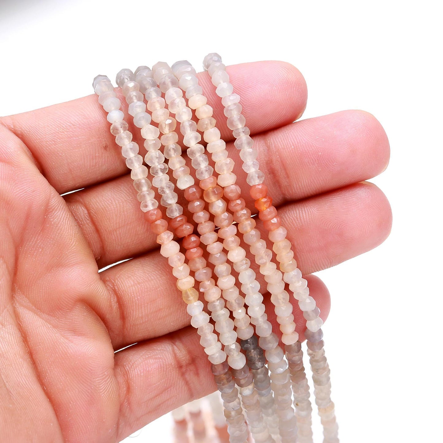 Multi Moonstone Faceted Rondelle Beads Natural Multi Moonstone Rondelle Beads 4 MM Moonstone Gemstone Beads for Jewelry Making Craft