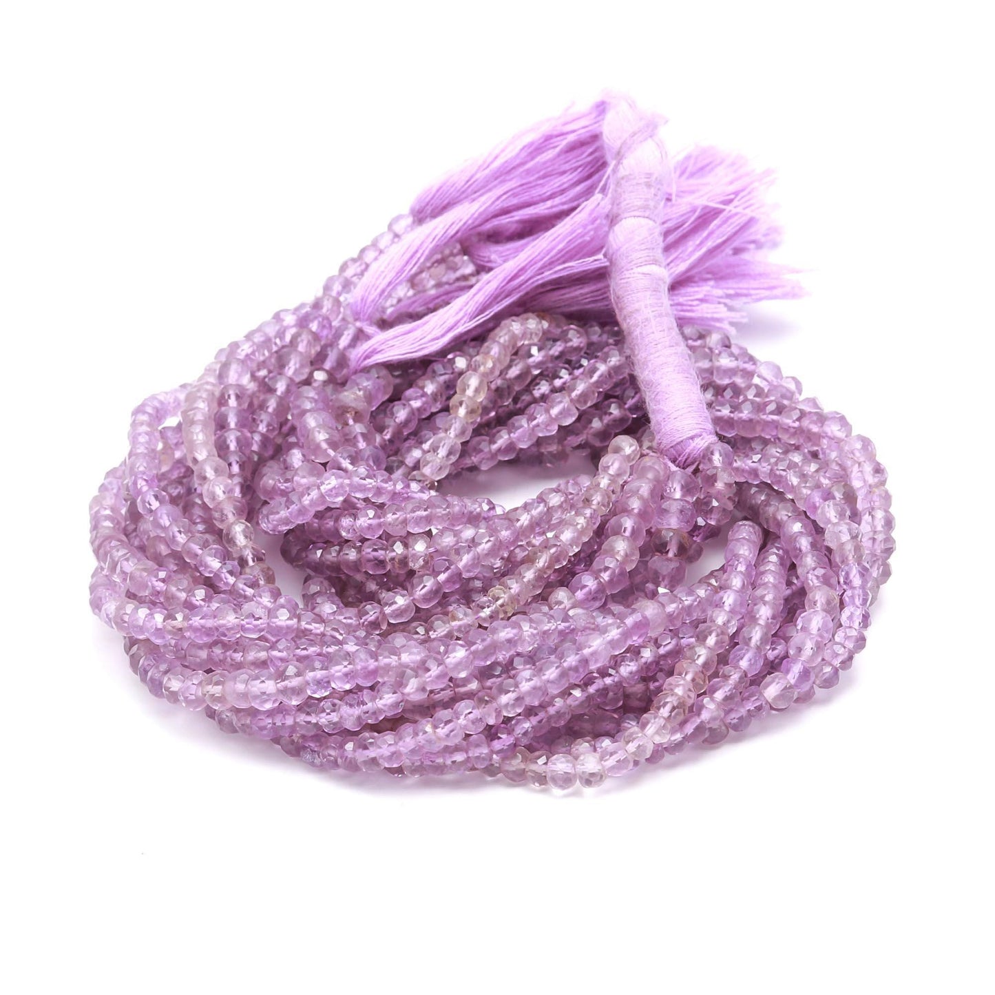 AAA Natural Pink Amethyst Faceted Rondelle Beads, 4-4.5/4.5-5 MM Pink Amethyst Rondelle Beads, Purple Amethyst Rondelle Beads Strand