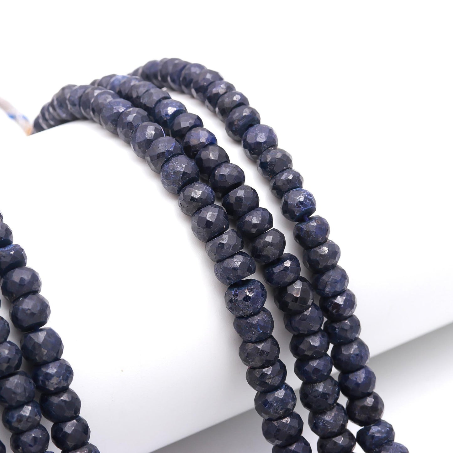 Blue Sapphire Corundum Rondelle Beads Necklace 7-8.5 MM Blue Corundum Faceted Gemstone Beads 16-18" Jewelry Necklace with adjustable clasp