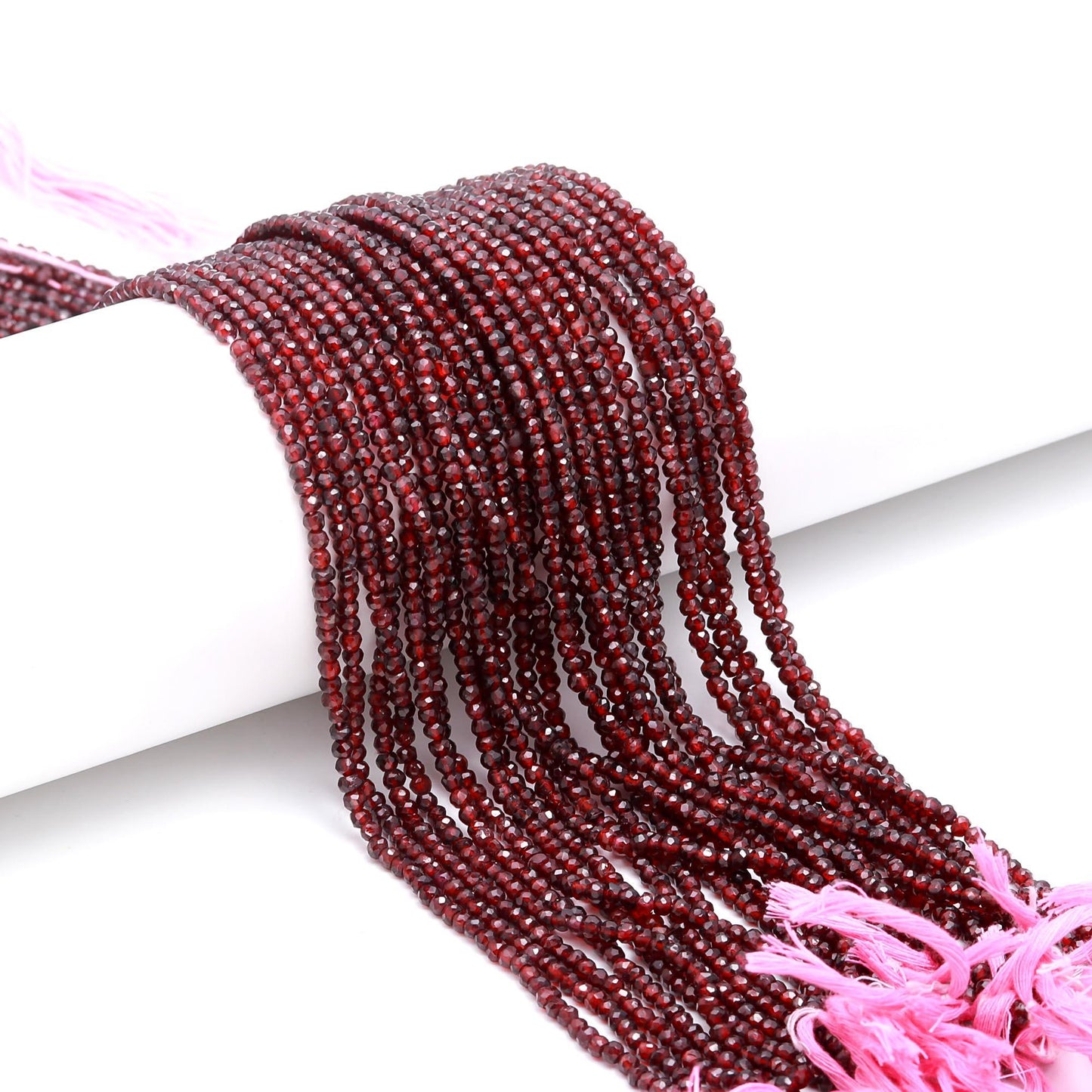 5 Strand Natural Mozambique Garnet Faceted Rondelle Beads, Garnet Rondelle Faceted Beads for Jewelry Making Craft